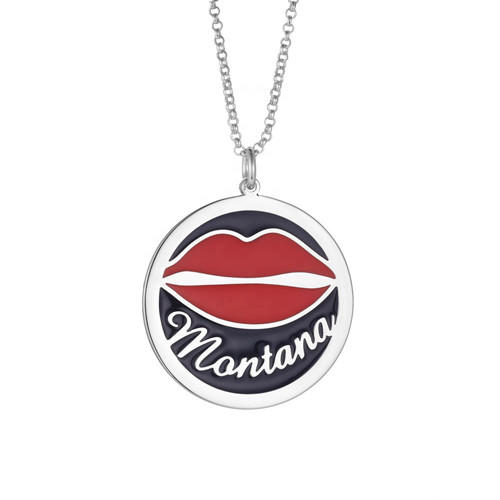 Cutom made fine enamel jewelry personalized red lip pendant name engraving necklace in 925 silver supplier wholesale china